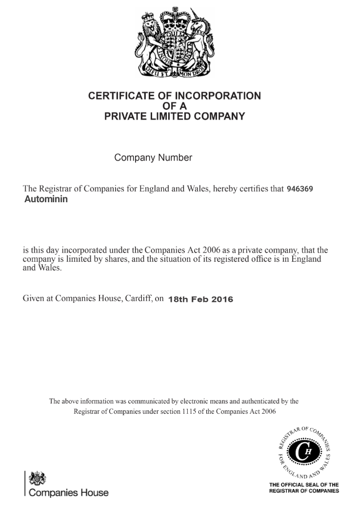 certificate